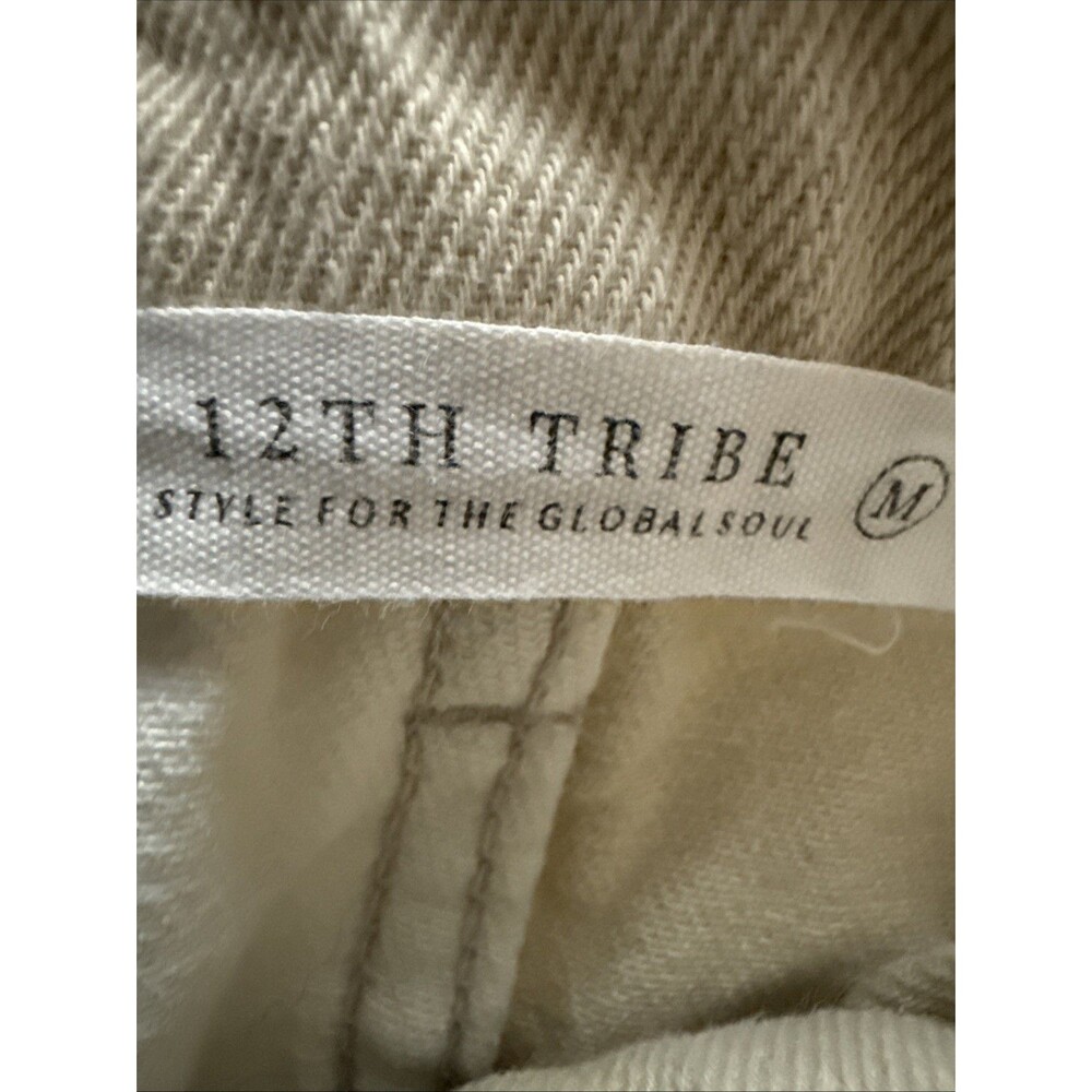 12th Tribe High rise Barrel Leg Baggy Denim 2 Tone Cream sz M Pants $98